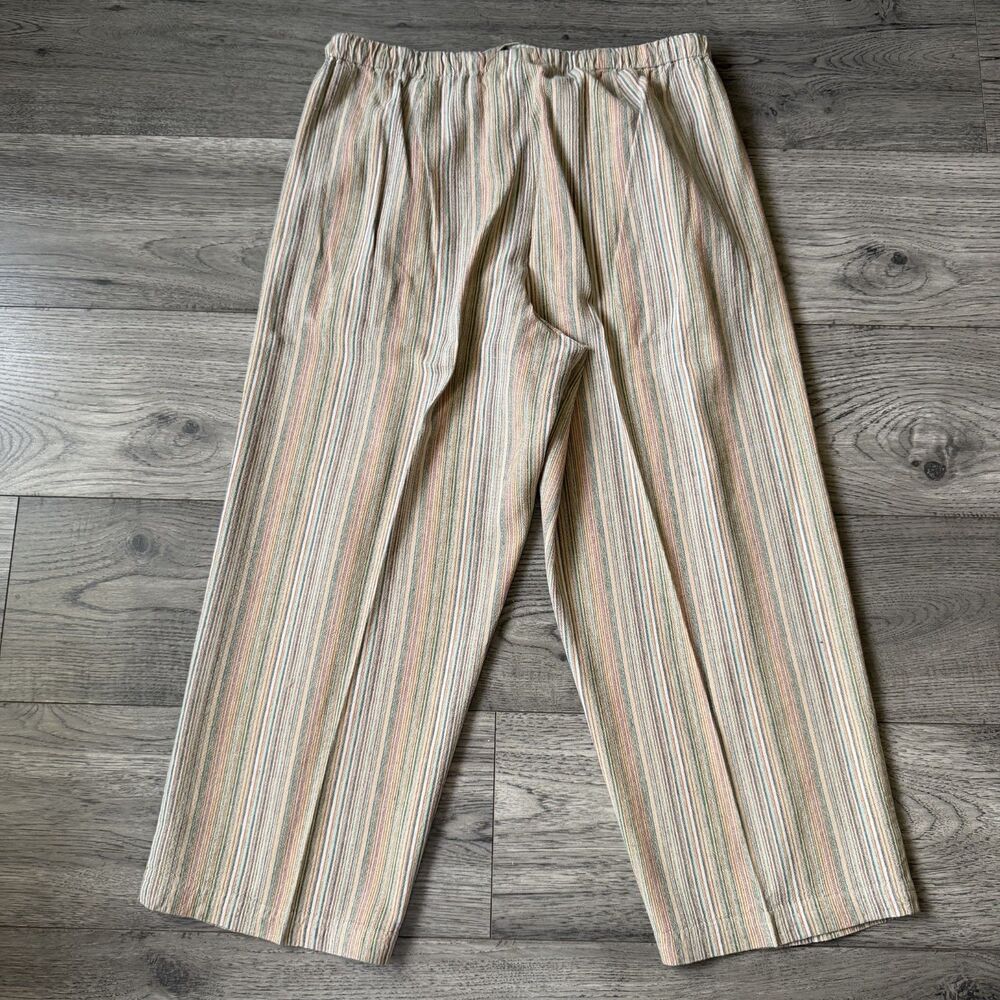Vintage Sag Harbor Sport Women’s Striped‎ Linen Blend Drawstring Pants - Large